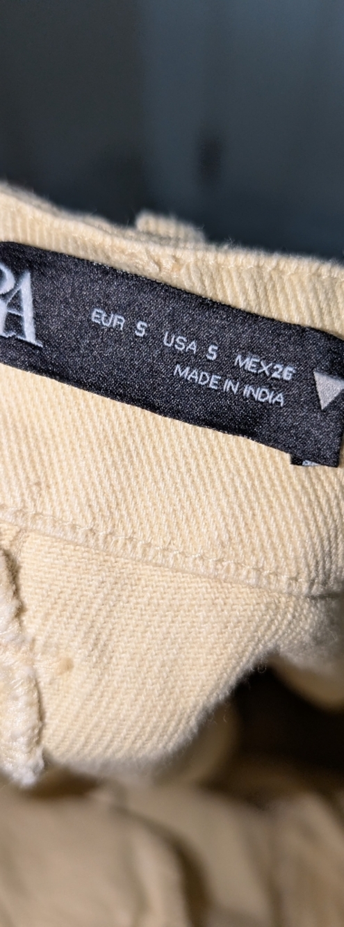 Cuffed Wide‎ Leg Butter Yellow Cotton Carpenter Pants Size S - Picture 4 of 5